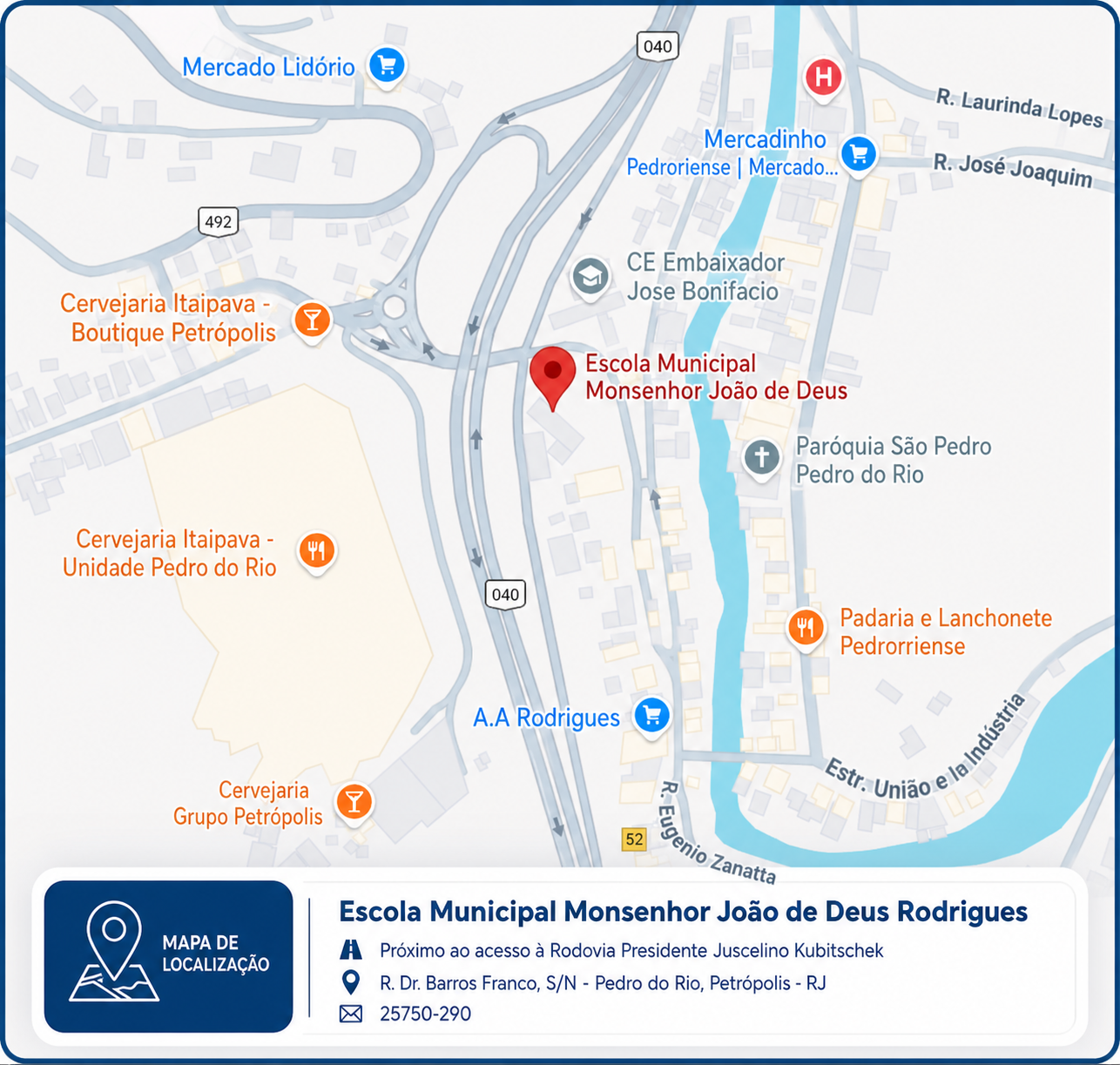 Mapa de localização do centro